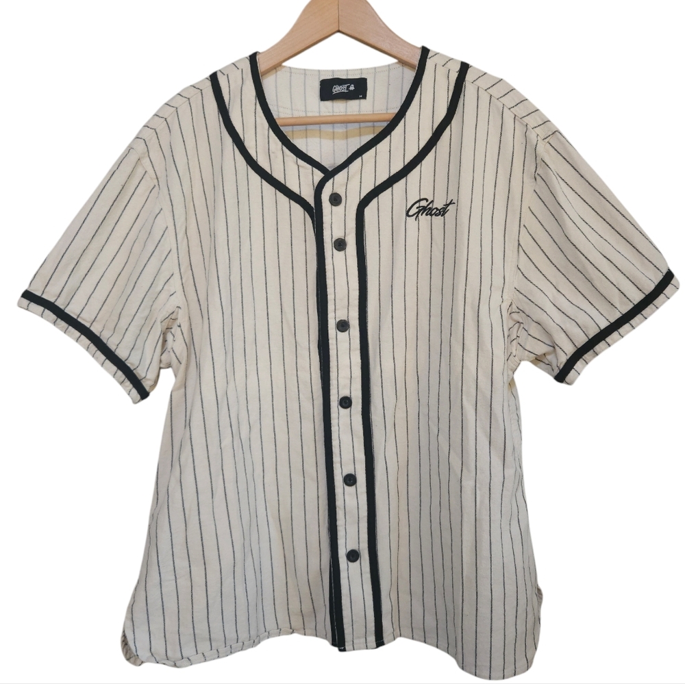 Ghost Embroidered Live For Something or Die Baseball Jersey Striped
